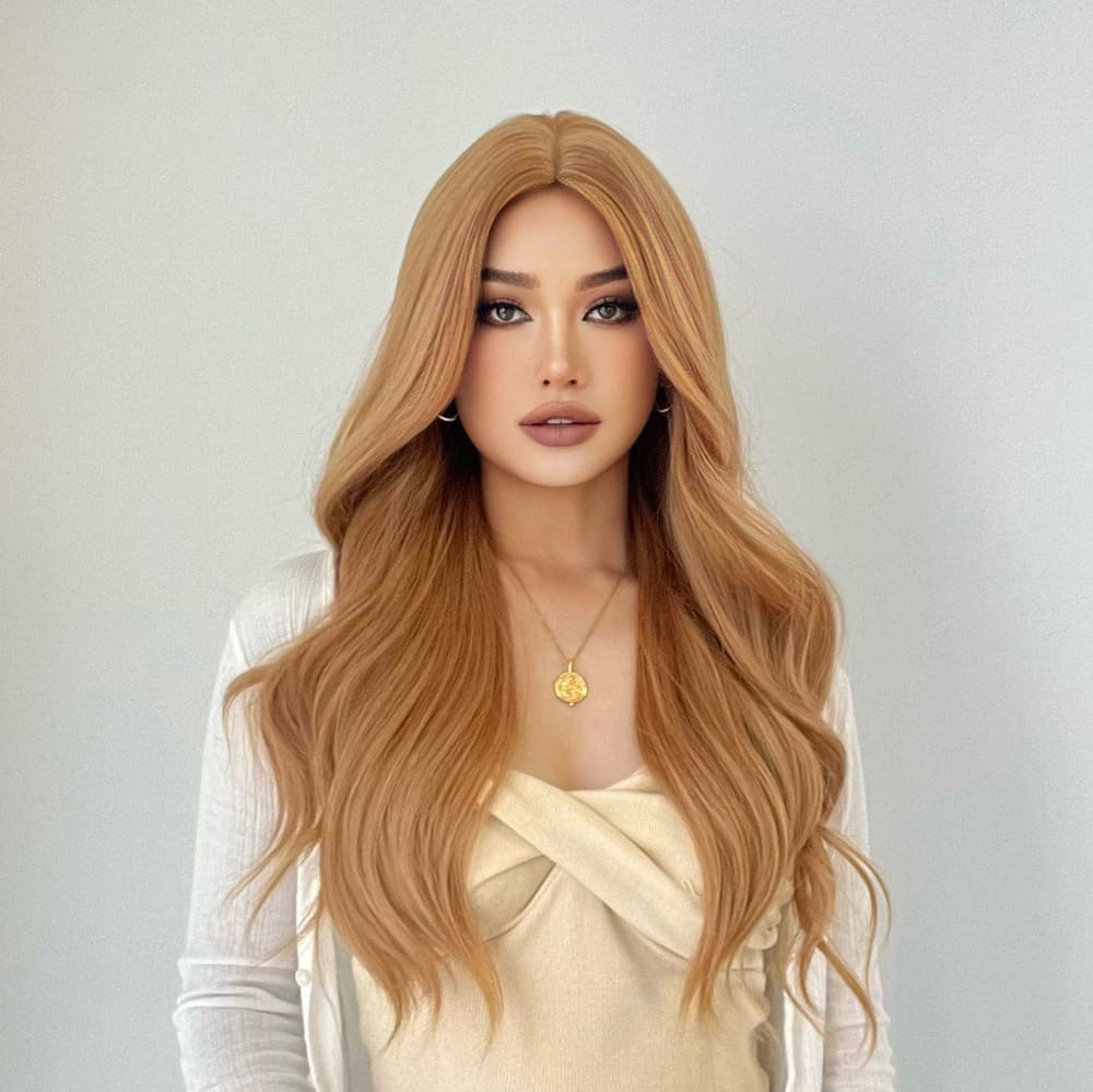 Perruque rousse ondulée