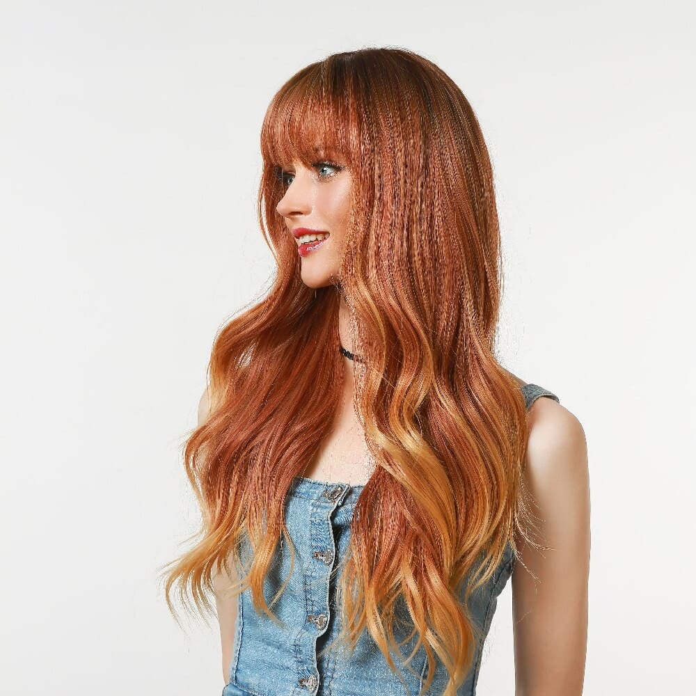 Perruque synthétique rousse femme