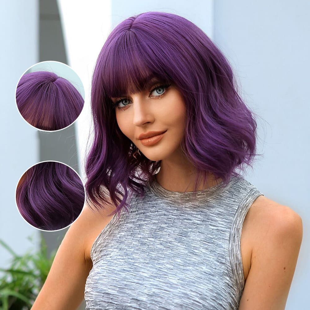 Perruque violette carré femme