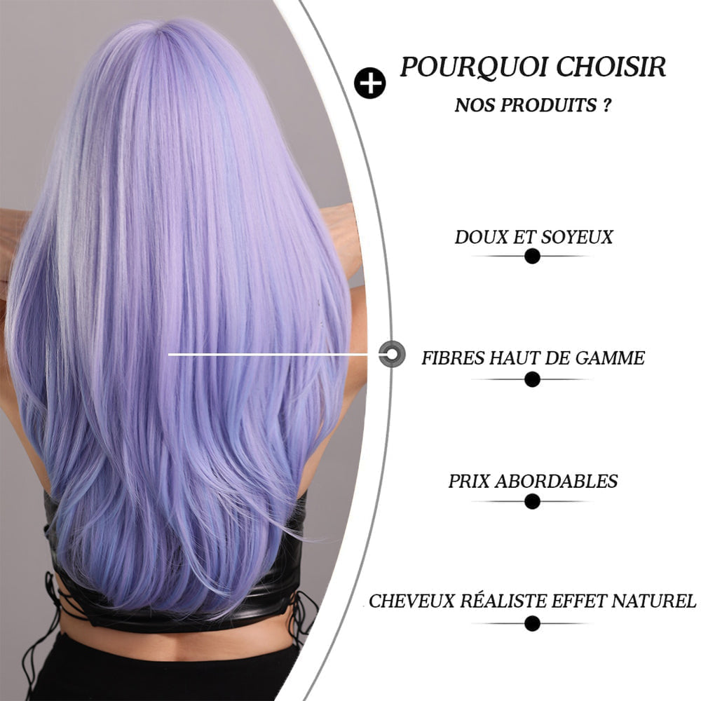 Perruque violette fluo nuque