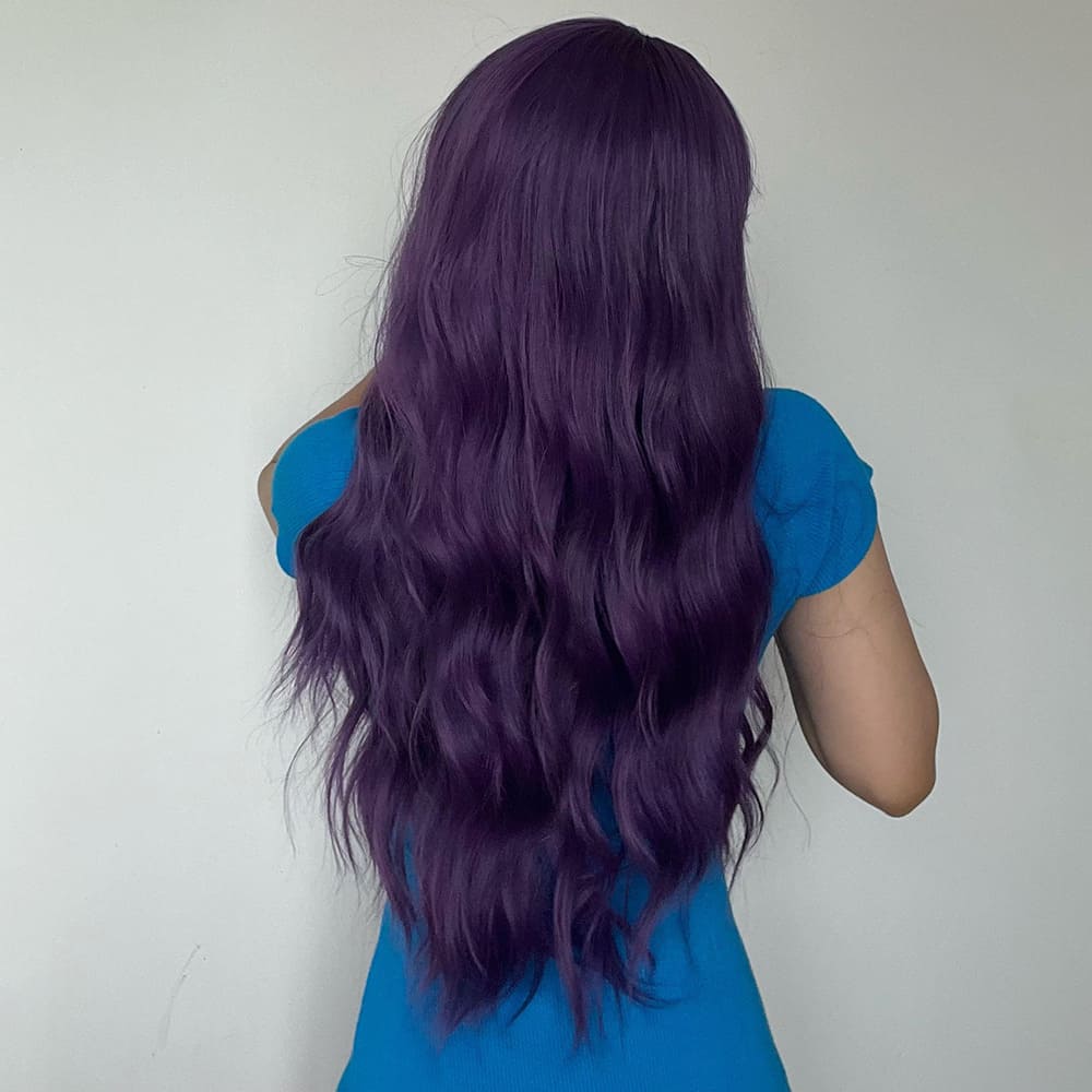 Perruque violette frange nuque