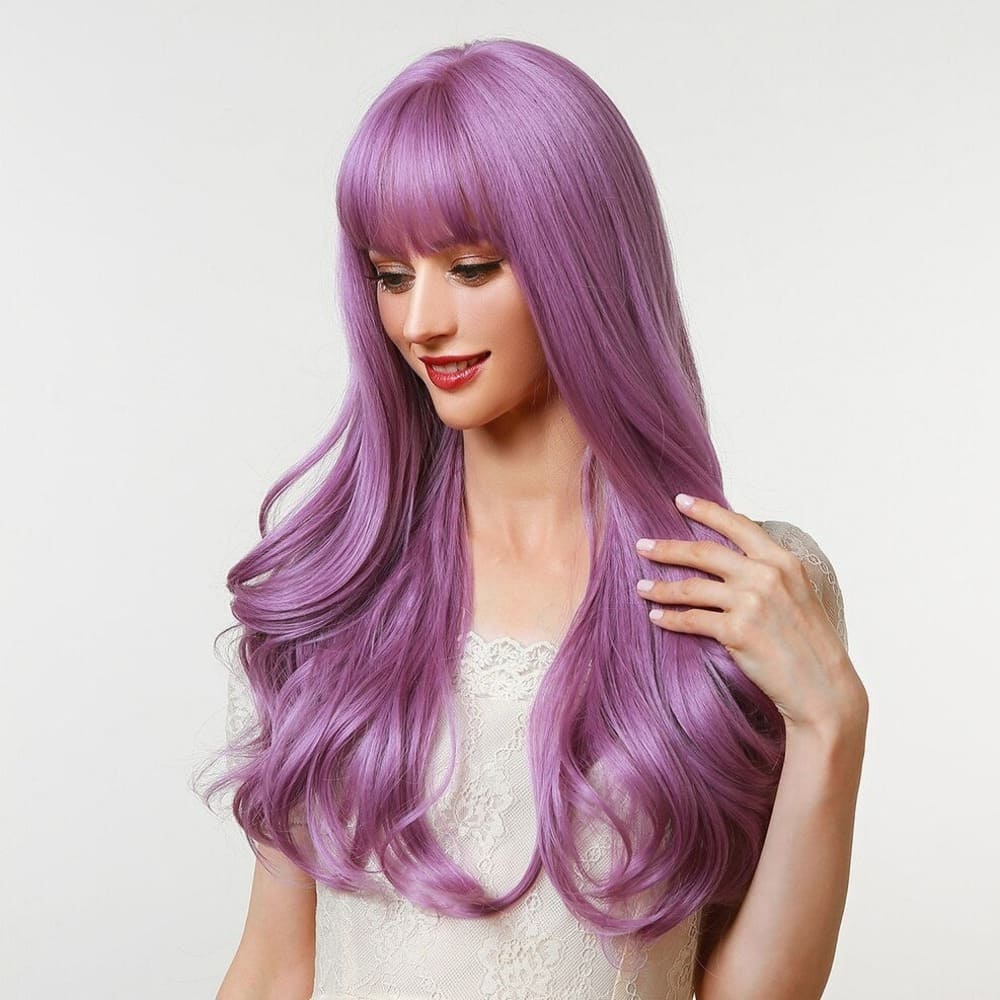 Perruque violette long féminité
