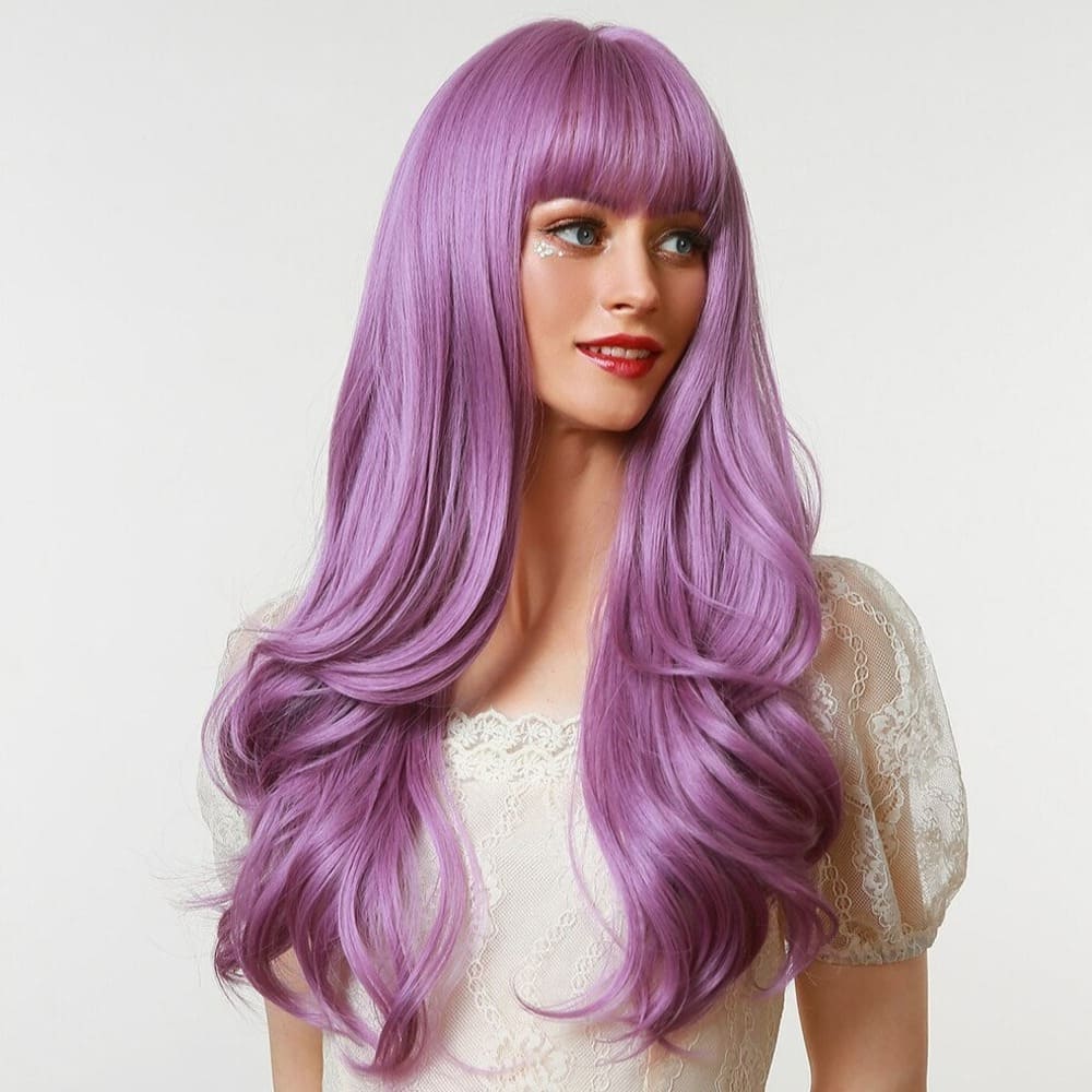 Perruque violette long femme