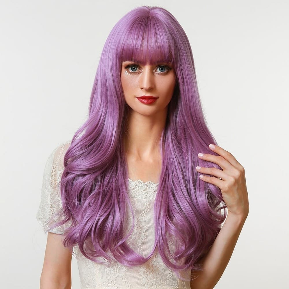 Perruque violette long soyeux