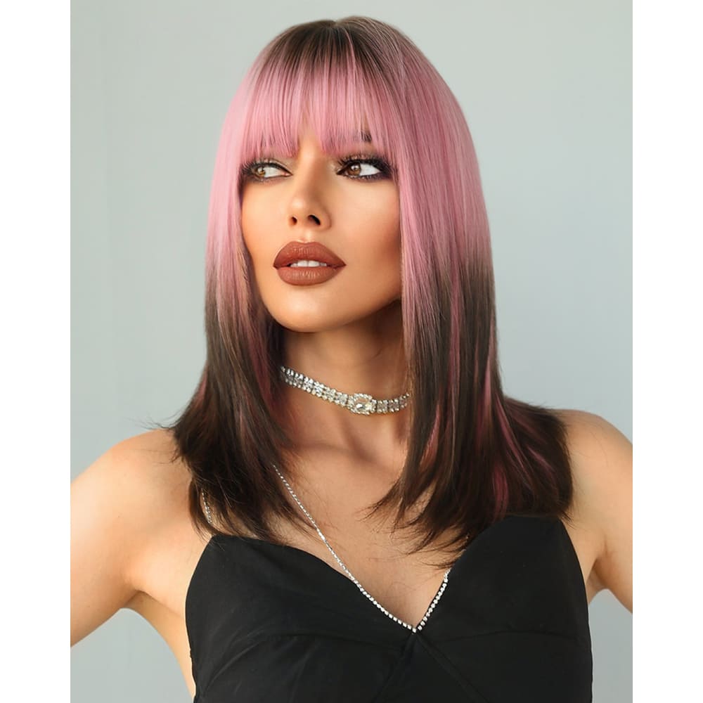 Perruque wig rose frange