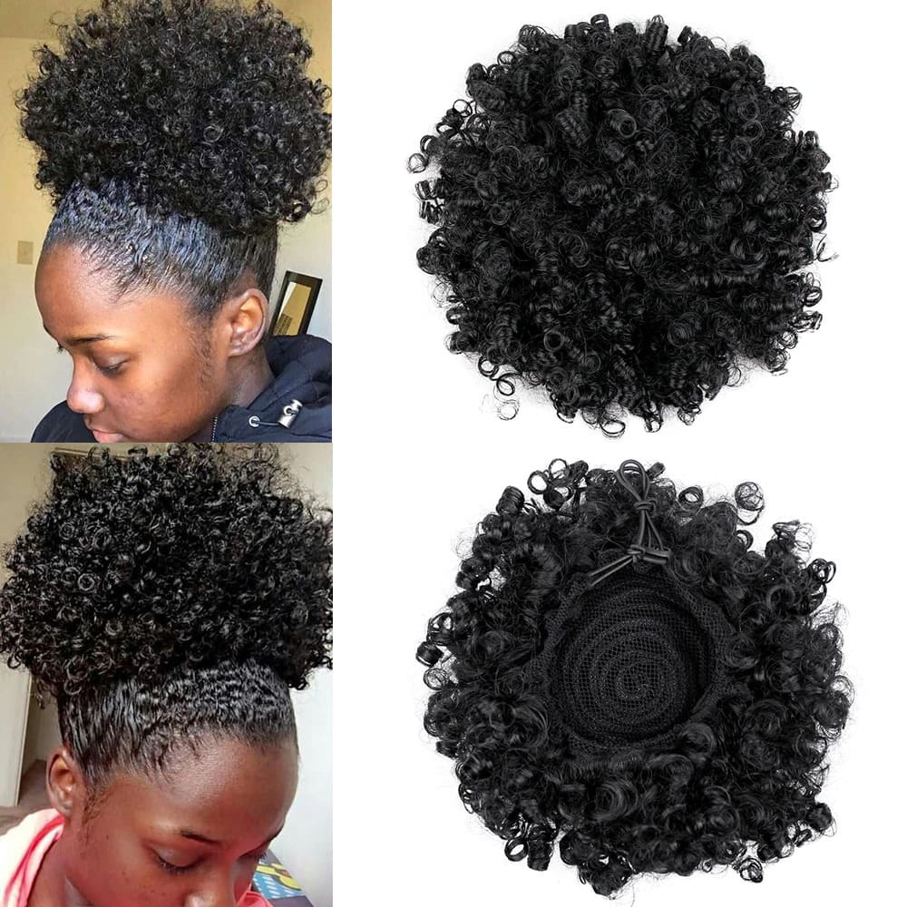 Postiche chignon cheveux afro frisée
