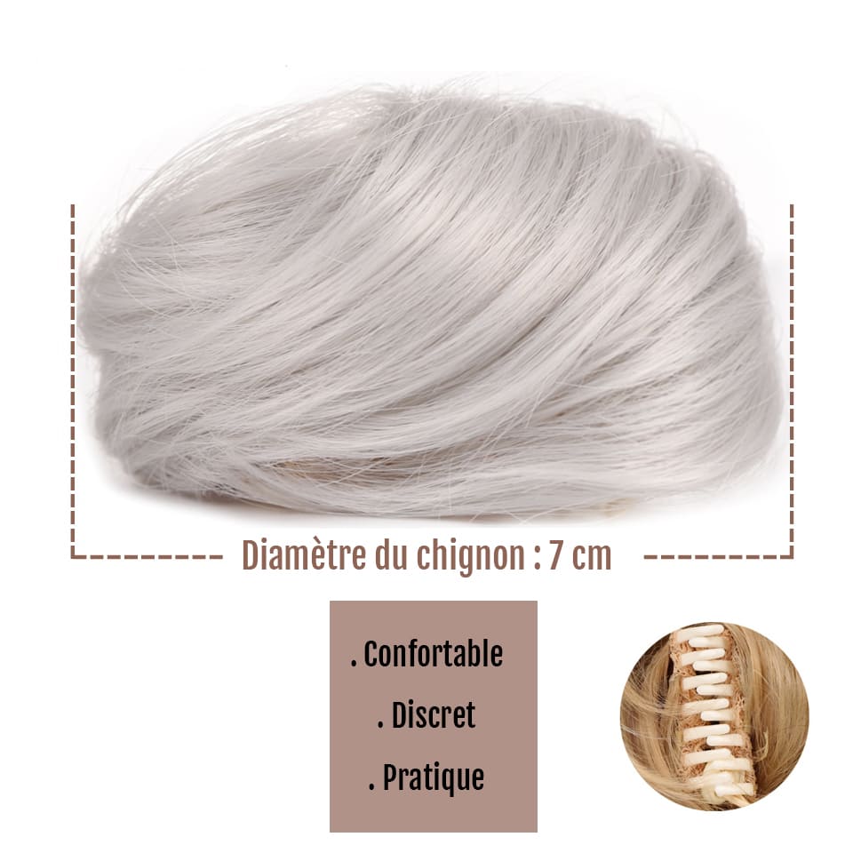Postiche chignon cheveux blancs taille