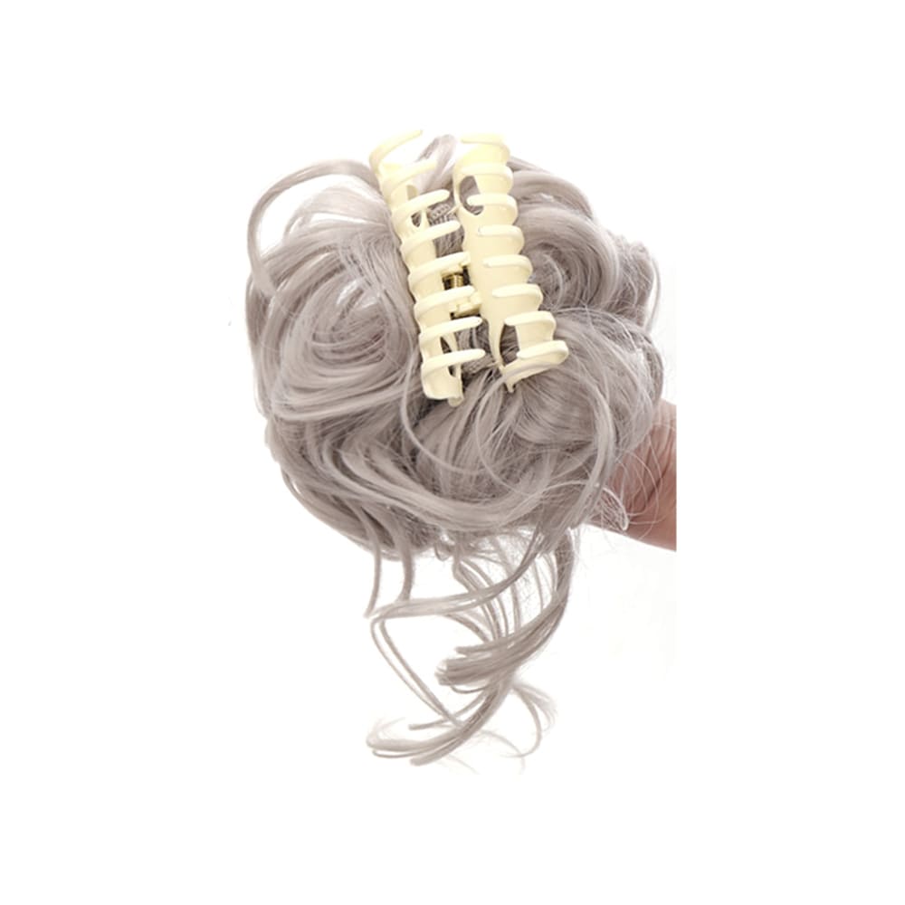Postiche chignon cheveux gris pince