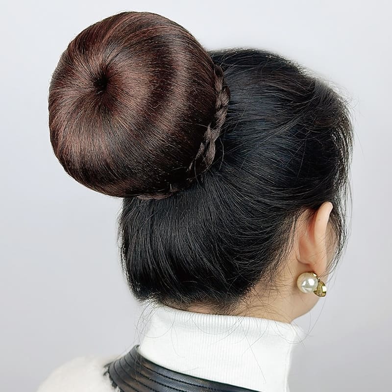 Postiche chignon donut brun