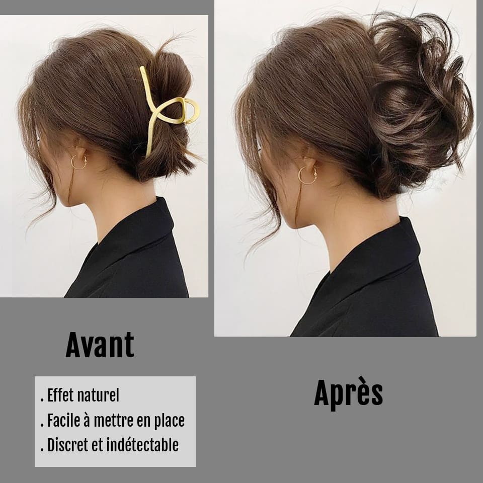 Postiche chignon à pince avant après
