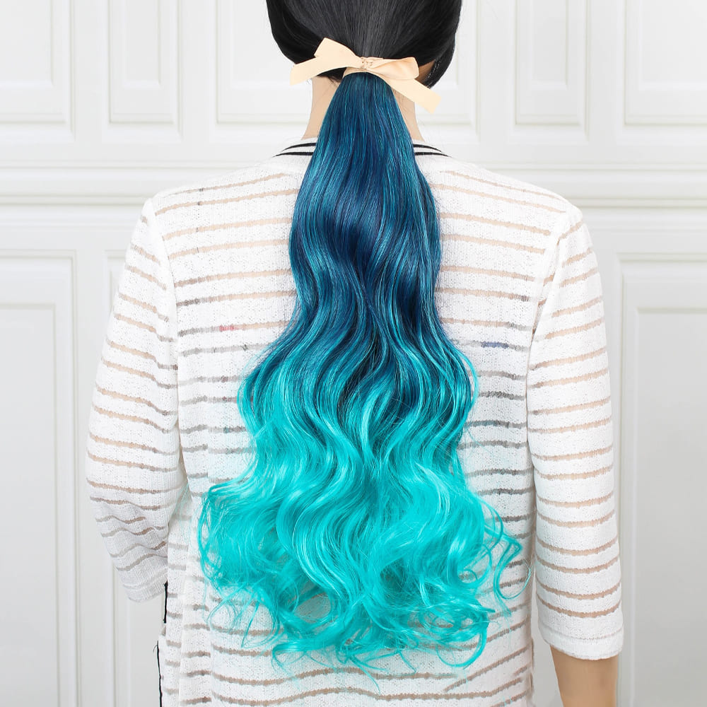 Postiche queue de cheval bleu