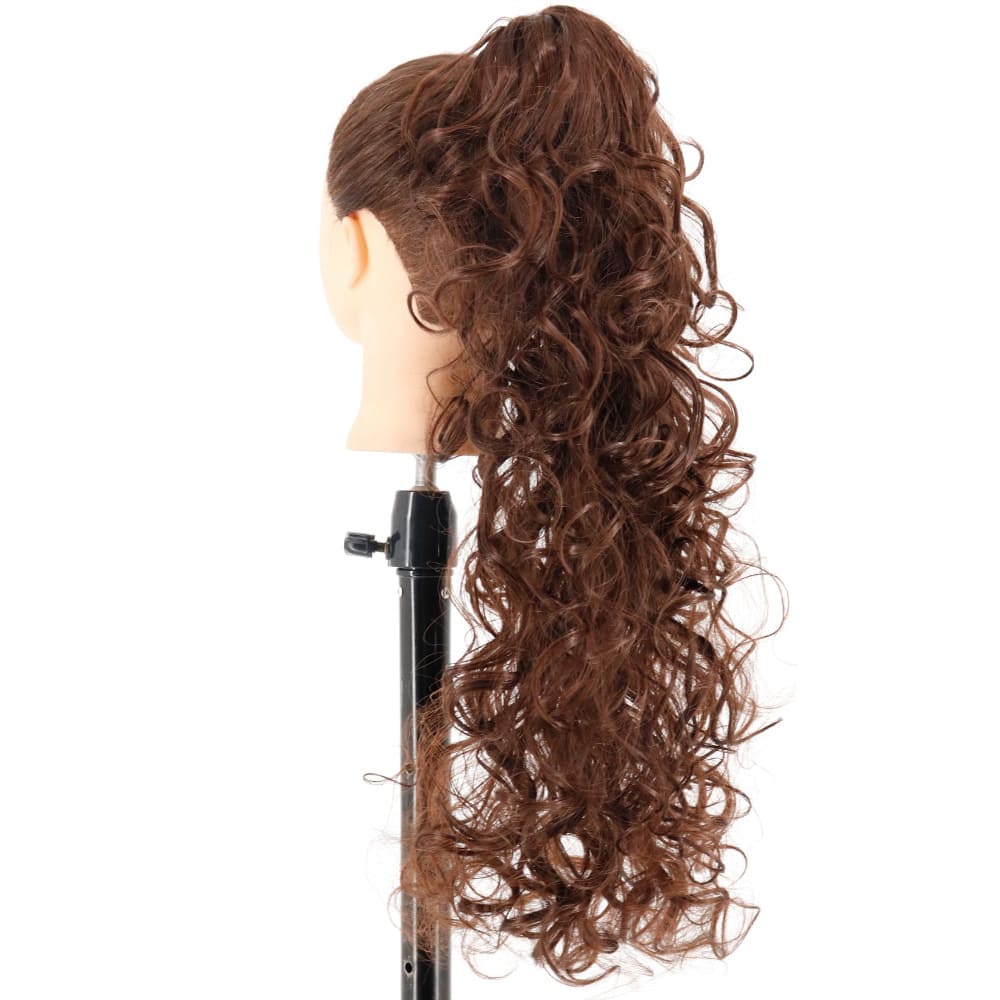 Postiche queue de cheval bouclée châtain