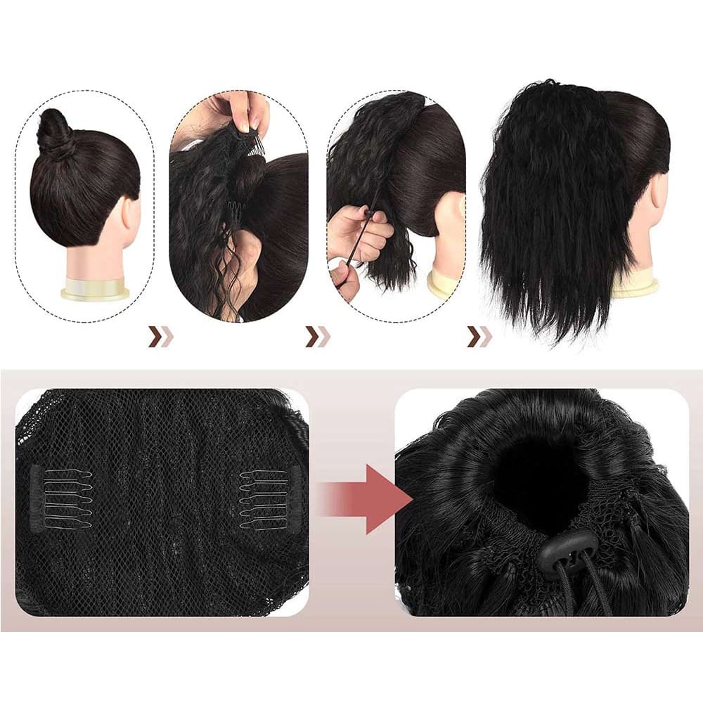 Postiche queue de cheval courte mode d'attache