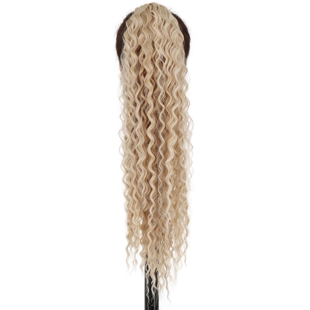Postiche queue de cheval frisée blond platine