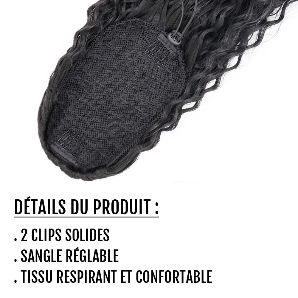 Postiche queue de cheval frisée détails