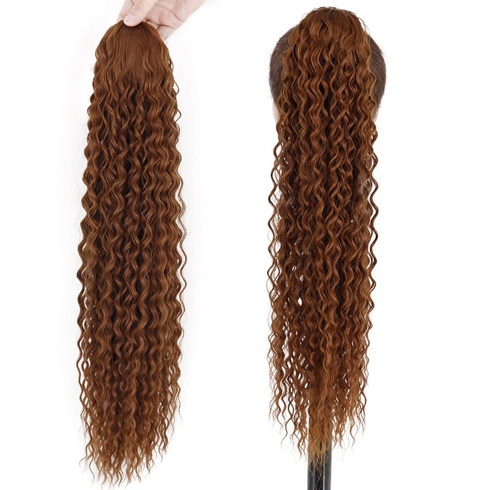 Postiche queue de cheval frisée roux