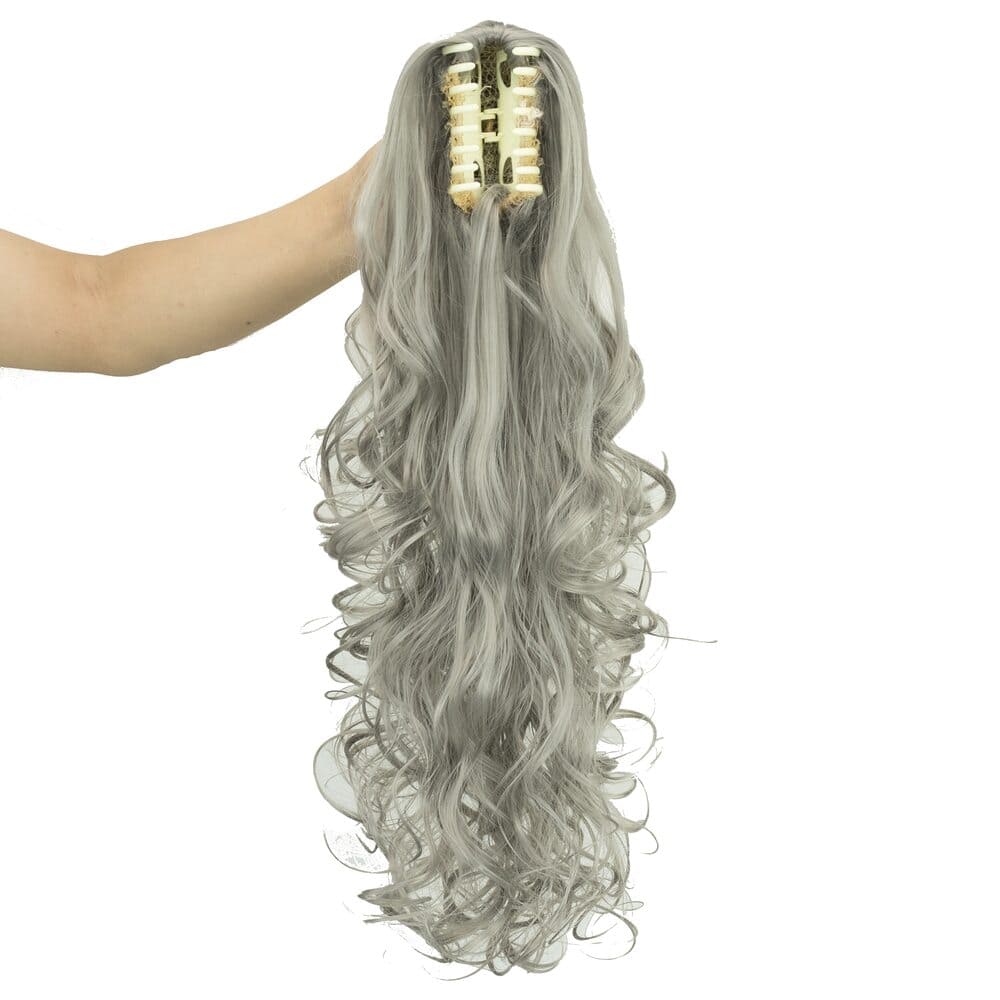 Postiche queue de cheval gris pince