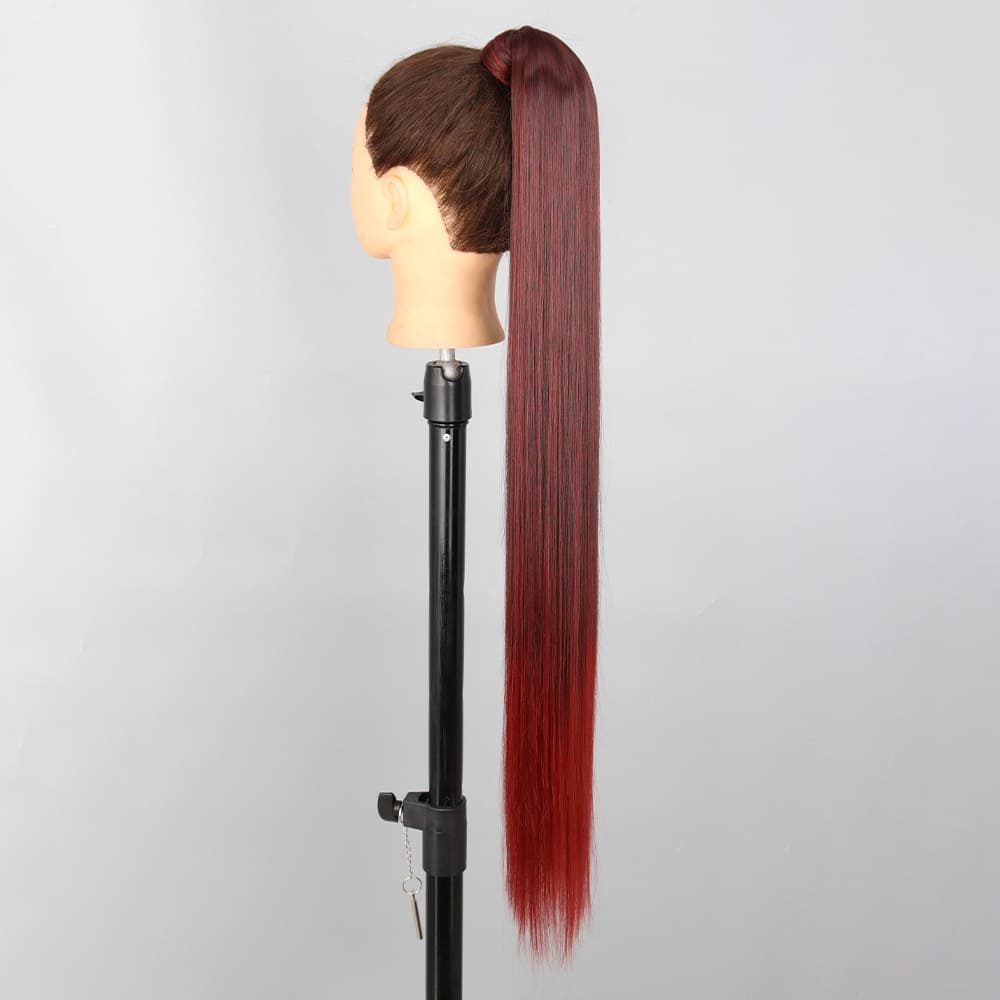 Postiche queue de cheval longue rouge