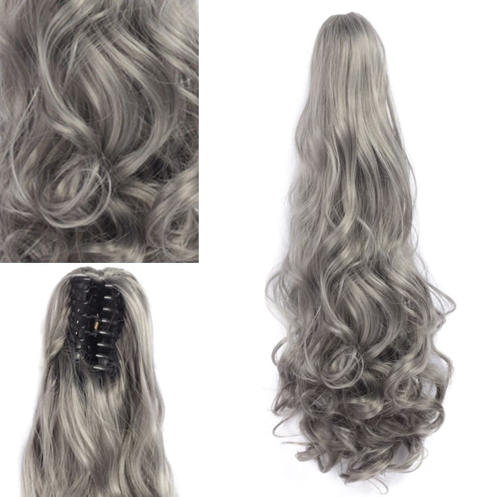 Postiche queue de cheval à pince gris