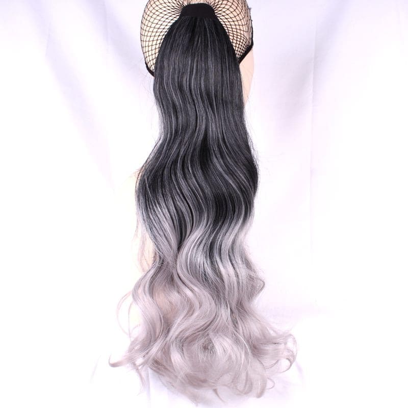 Postiche queue de cheval poivre et sel